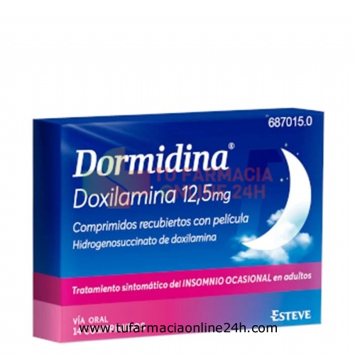 DORMIDINA DOXILAMINA 12,5 mg COMPRIMIDOS RECUBIERTOS CON PELICULA , 14 comprimidos
