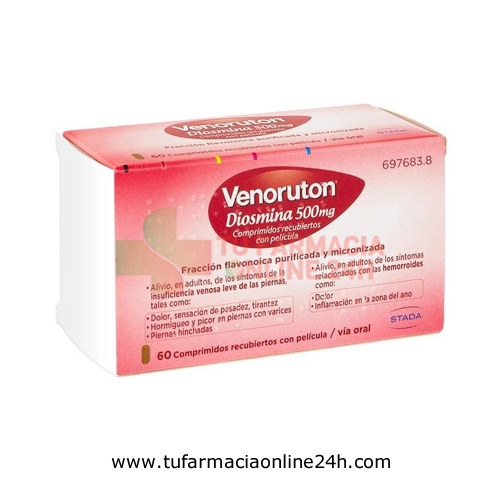 VENORUTON DIOSMINA 500 MG COMPRIMIDOS RECUBIERTOS CON PELICULA, 60 comprimidos