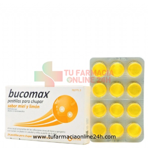 BUCOMAX PASTILLAS PARA CHUPAR SABOR MIEL Y LIMON , 24 pastillas