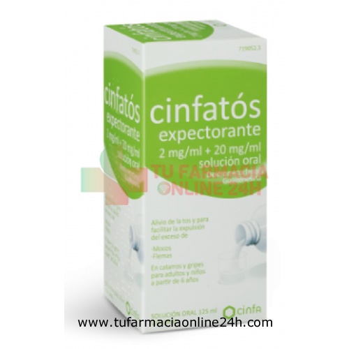 CINFATOS EXPECTORANTE 2 mg/ml + 20 mg/ml SOLUCION ORAL, 1 frasco de 200 ml