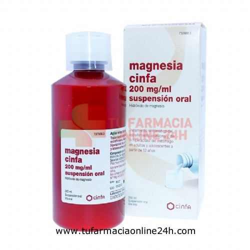 MAGNESIA CINFA 200 mg/ ml SUSPENSION ORAL, 1 frasco de 260 ml